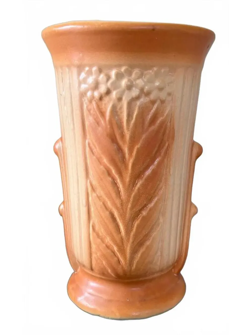 Robinson Ransbottom RRP 716 Vintage Pottery Vase Peach Floral USA 8